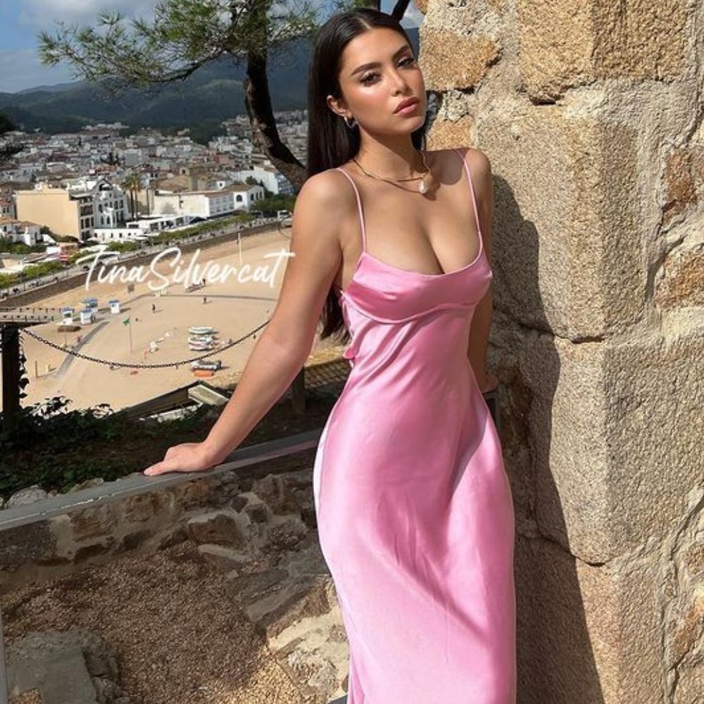 Zara Pink Satin Effect Cut Out Dress Size Large NWT - Picture 11 of 16